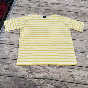 Saint James for J. Crew Yellow and White Striped Boxy Tee Size Medium